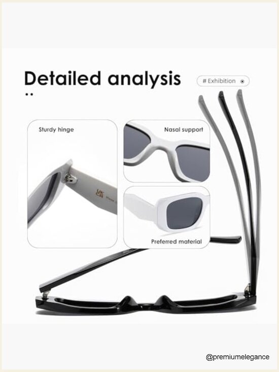 Vintage Rectangle Sunglasses for Women Men - UV400 Retro Square Frame Shield main image 6